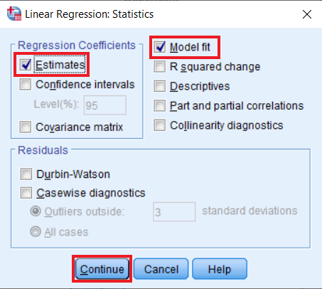 Linear Regression: Statistics Box